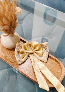Fancy Golden Sequins Big Bow Alligator Clip