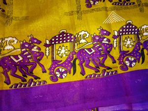 Vintage Grapic Dear And Carrige Silk Saree