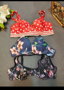 Floral &amp; Polka Dot Bras - Set of 3🌸