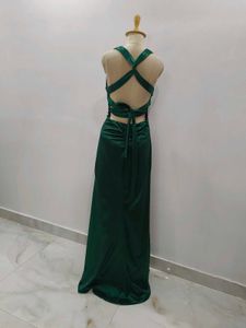 Elegant Emerald Green Satin Gown