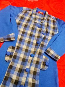 New Warm Blue Plaid Dress