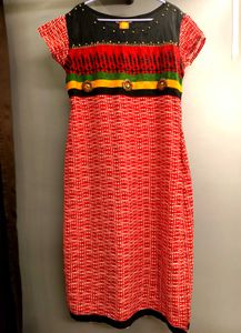 Bright Red Straight Kurta Casual Wear