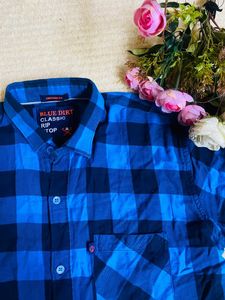 Blue Color Cotton Branded Shirt