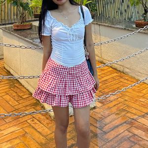 Red Gingham Mini Skirt🍒🍓