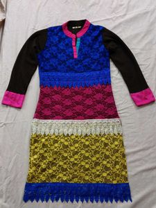 woolen multi Colorful Lace Kurti