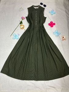 Vintage Olive Midi Dress