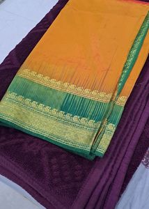 ...Beautiful Silk Saree With Stiched Blouse 34 To