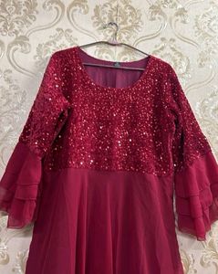 Maroon Sequin Party Dress
