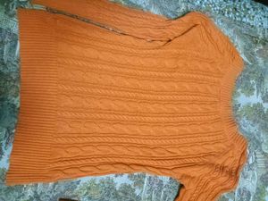 Orange Cable Knit Pullover