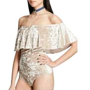 Cute Velvet Bodysuit Top