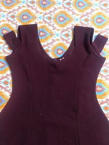 Burgundy Fit &amp; Flare Dress