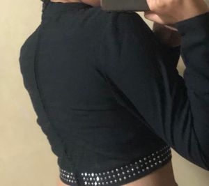 Sexy Neck Black Top