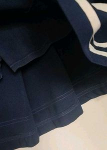 Pleated Navy Skirt With Under Shorts