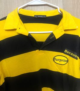 Bold Yellow &amp; Black Striped Polo Shirt