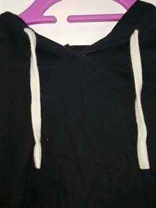 Branded Crop Black Hoodie T Shirt
