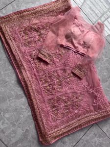 Pink Embroidered Saree