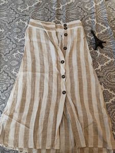 Striped Button Front Skirt