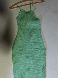 Green Crochet Mini Dress