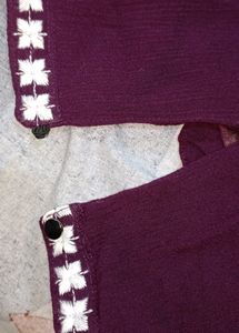 Women Purple Silk Embroidered Tunic