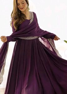 Wine Colour M Size Gown Premium Cotton