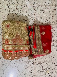 Beige&amp;Red Colour Bridal Lehenga,Blouse,Dupatta F