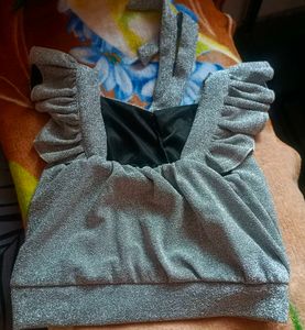 Women Shining Silver Top