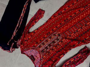 Red Blue Kurta Set Premium 2 Plazo