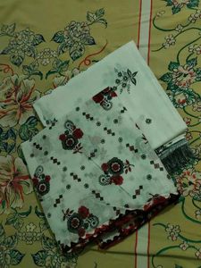 White Floral Print Scarf Set