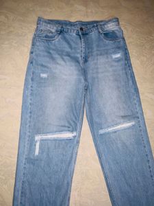 Distressed Wide Leg Jeans(patch work jeans)