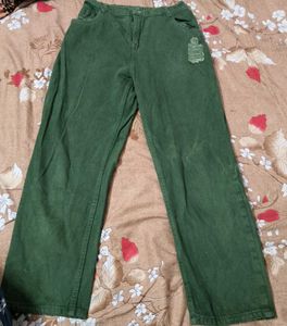 Straight Cut Green Denim Jeans