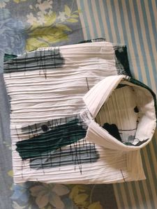 Abstract Print Pleated Shirt