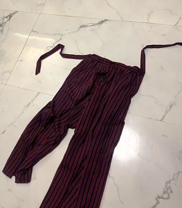 Navy Blue And Red Striped Loose Fit Pant