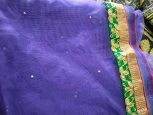 Embroidered Purple Dupatta