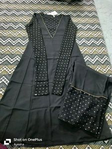 Polycrepe A Line Kurta With Plazo