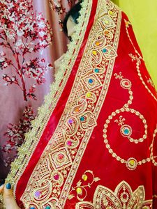 Red Embroidered Dupatta Navratri Special Duppata