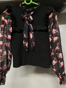 Flamingo Print Top🦩🖤