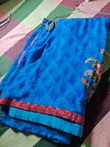 Blue Floral Print Saree