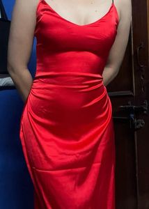 Red Satin Newme Dress
