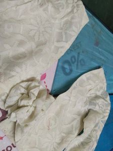 Lace Blouse off white cream colour. floral febric