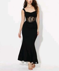 Black Lace Bodycon Maxi Dress