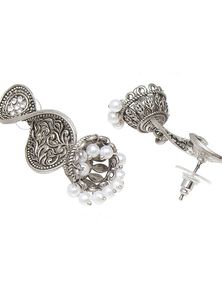 Silver Tone Jhumka Earrings