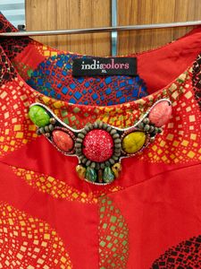 Red Printed Gown