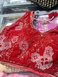 Red Embellished Blouse ( Sleeve Piece Inside)