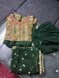 Green Embroidered Kurta Set