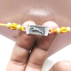 Jaguar Logo Pure Silver Oxidised Rakhi