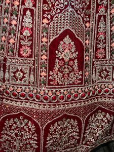 Maroon Velvet Lehenga Choli Set