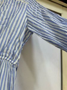 Blue And White Striped Shirt Dress
