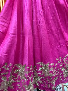 Pink Embroidered Lehenga Skirt With Crop top