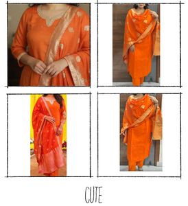 Orange Embroidered Kurta Set.   cash only