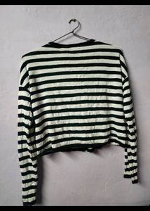 Black &amp; White Striped Cardigan